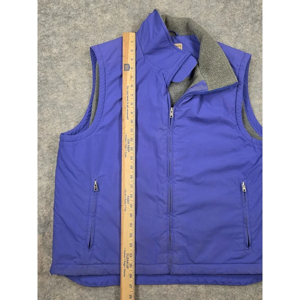 LL Bean Mens Large Blue Fleece Lined Three Season Vest Nylon Full Zip O WY07